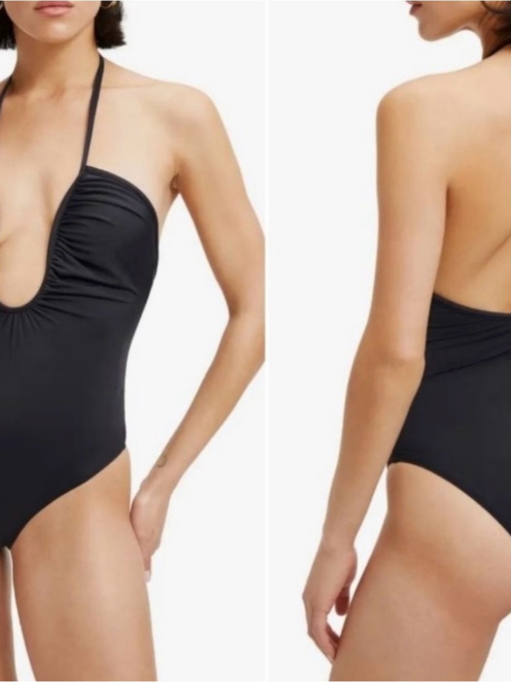 Good American Leilani Black Halter One-Piece Swimsuit